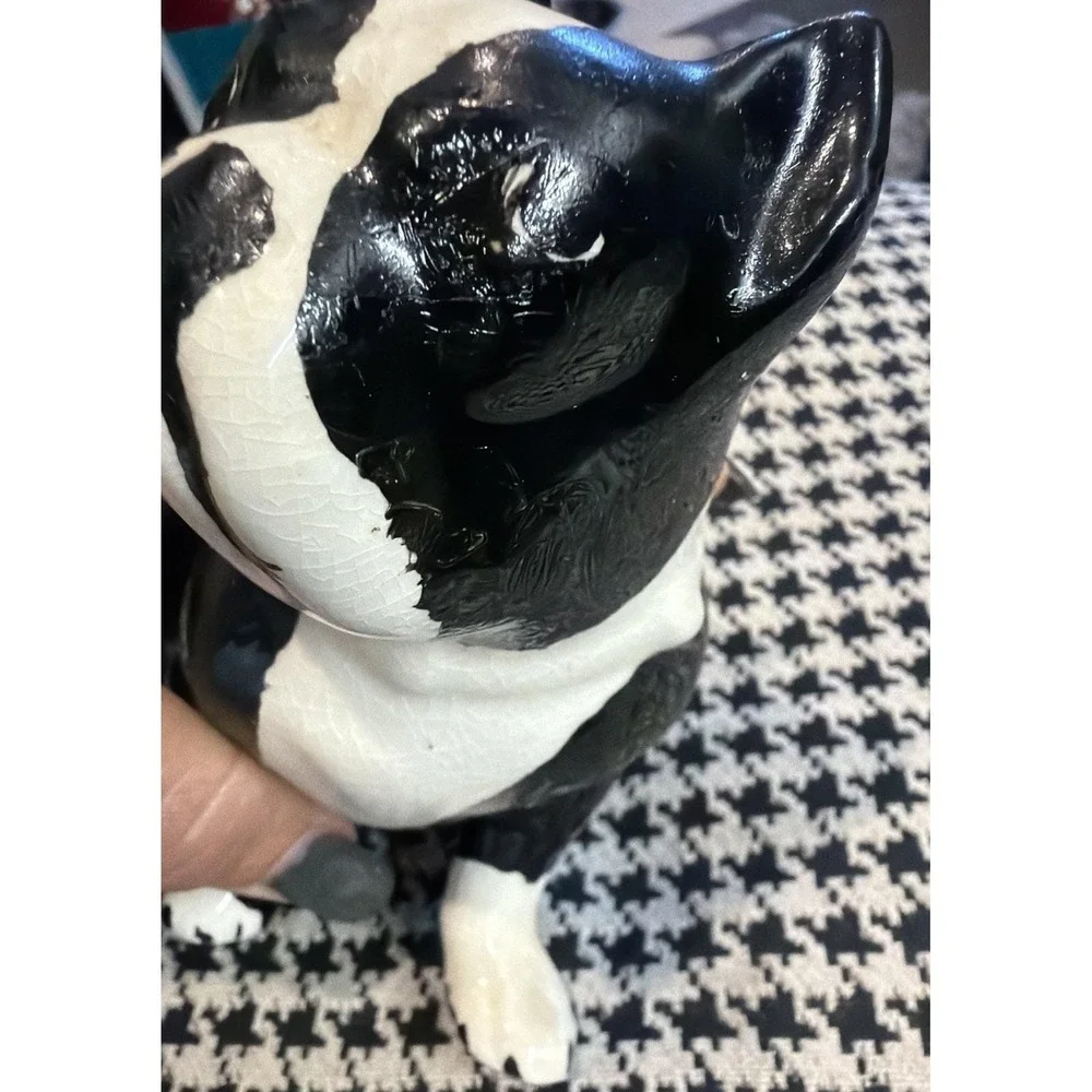 Vintage Boston Terrier Dog Figurine Black White 6